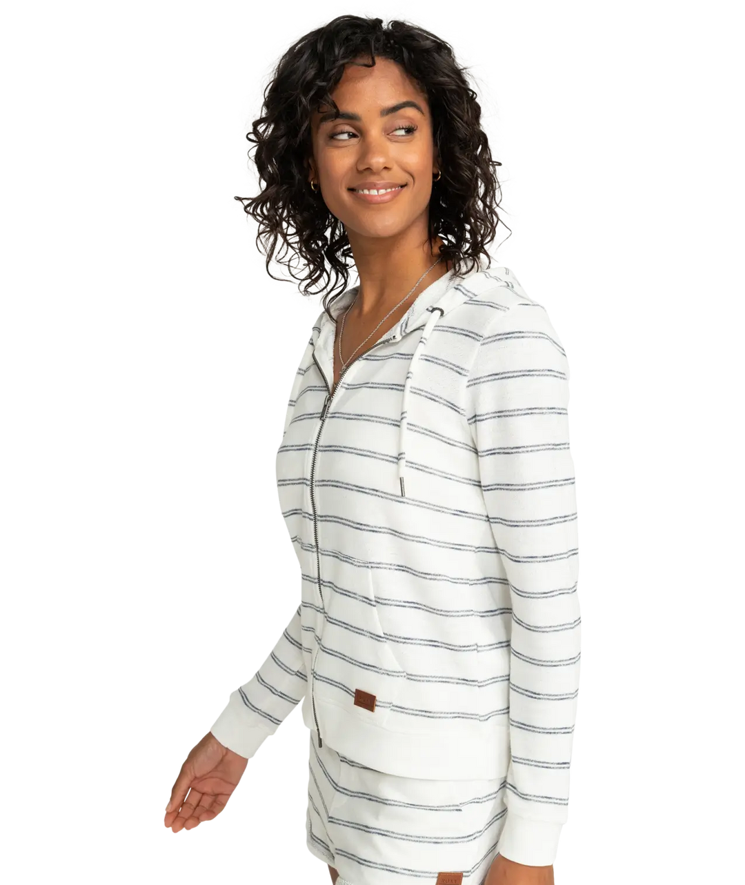 Roxy Women’s Perfect Wave Stripe Sweatshirt Whtie 1