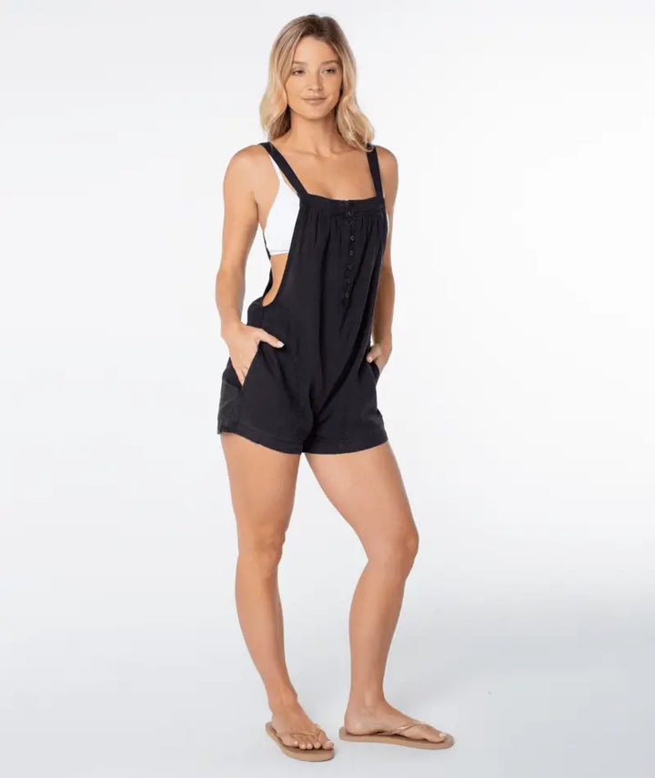 Roxy Women’s Sail &amp; Bow Overalls Phantom Solid 1