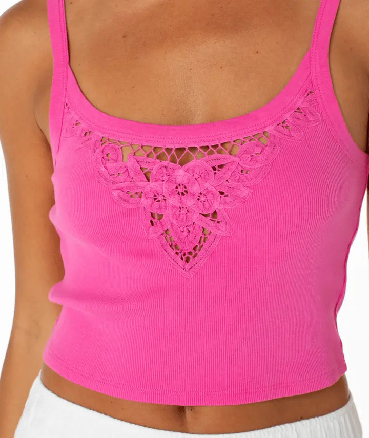 Roxy Women’s Wanderlust Tank Shocking Pink Solid 2