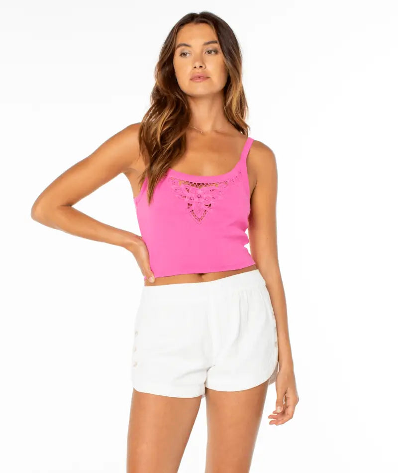 Roxy Women’s Wanderlust Tank Shocking Pink Solid 1