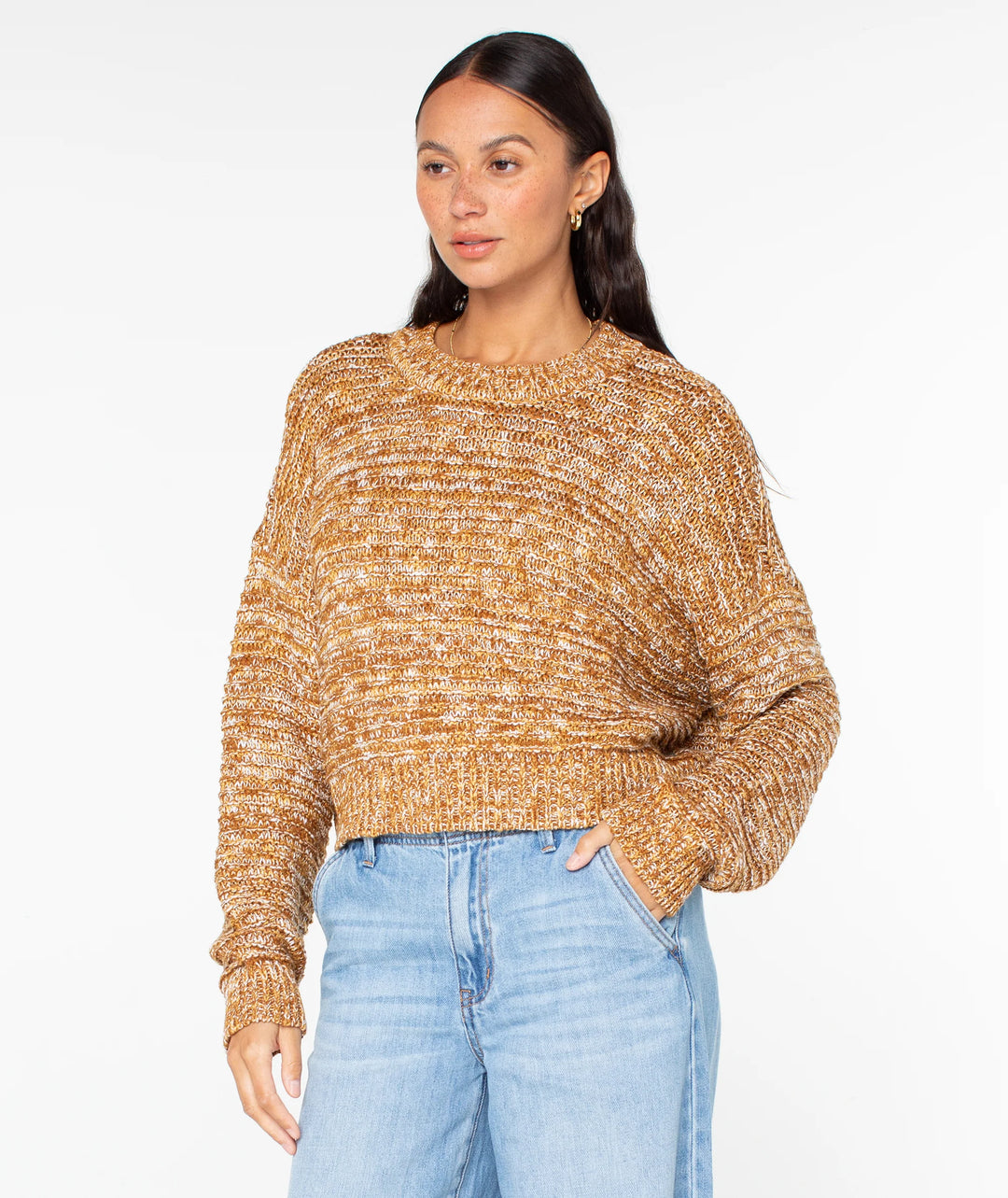 Roxy Women’s Enchanted Sky Crew - Buckthorn Brown/Snow White 3