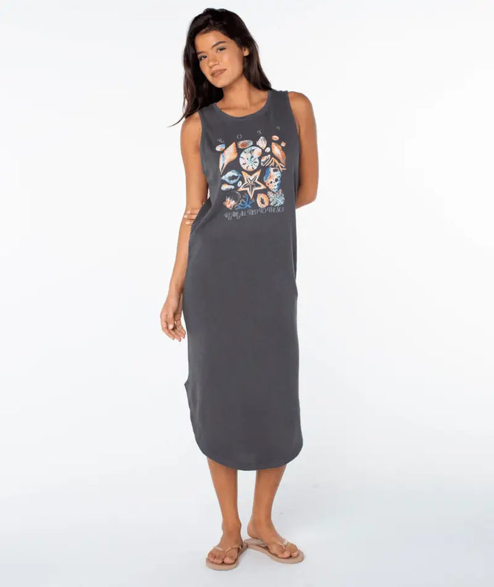Roxy Women’s Painted Shells Wildflower Midi Dress Phantom Painted Shells 1