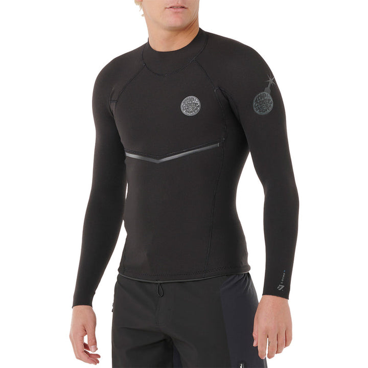 Rip Curl E-Bomb 1.5mm Wetsuit Jacket Black - detail view
