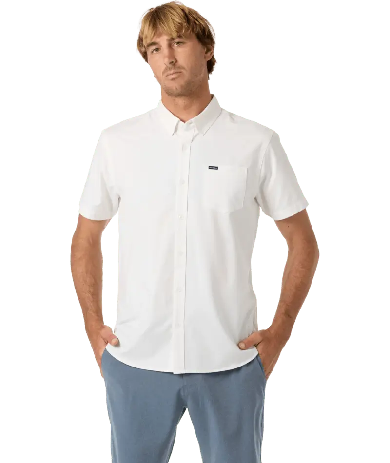 O'Neill Light Check Standard Short Sleeve Woven Shirt White Front View