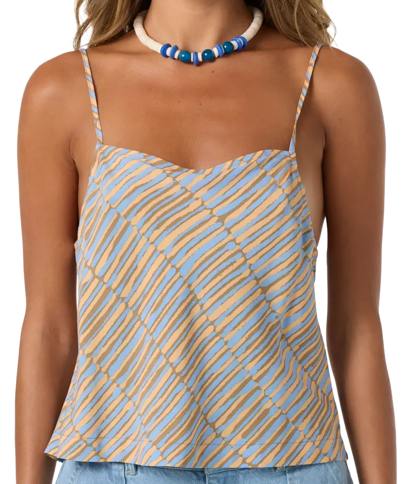O'Neill Matilda Stripe Tank Dark Khaki Back View