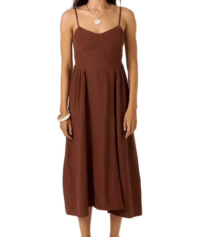 O'Neill Linden Solid Dress Coconut Brown Back View