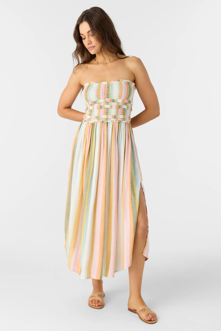 Oneill Women's Devyn Low Tide Stripe Dress - Multi Clr 