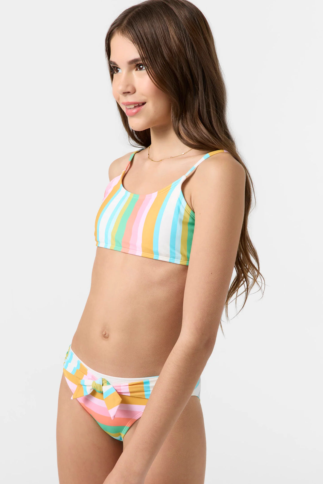 Oneill Girl's Low Tide Tie Back Bralette Set - Multi Clr 3