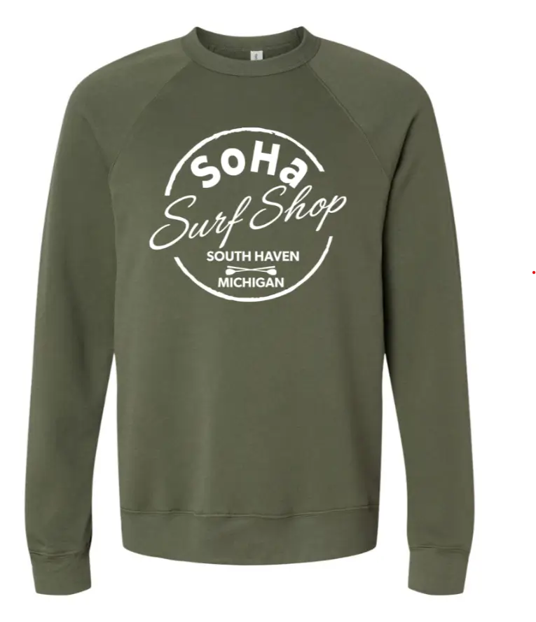 SoHa Surf Shop Circle Logo Crewneck Sweatshirt Military Green