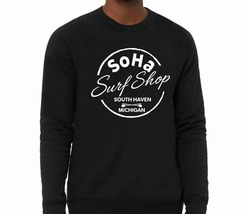 SoHa Surf Shop Circle Logo Crewneck Sweatshirt Black Heather
