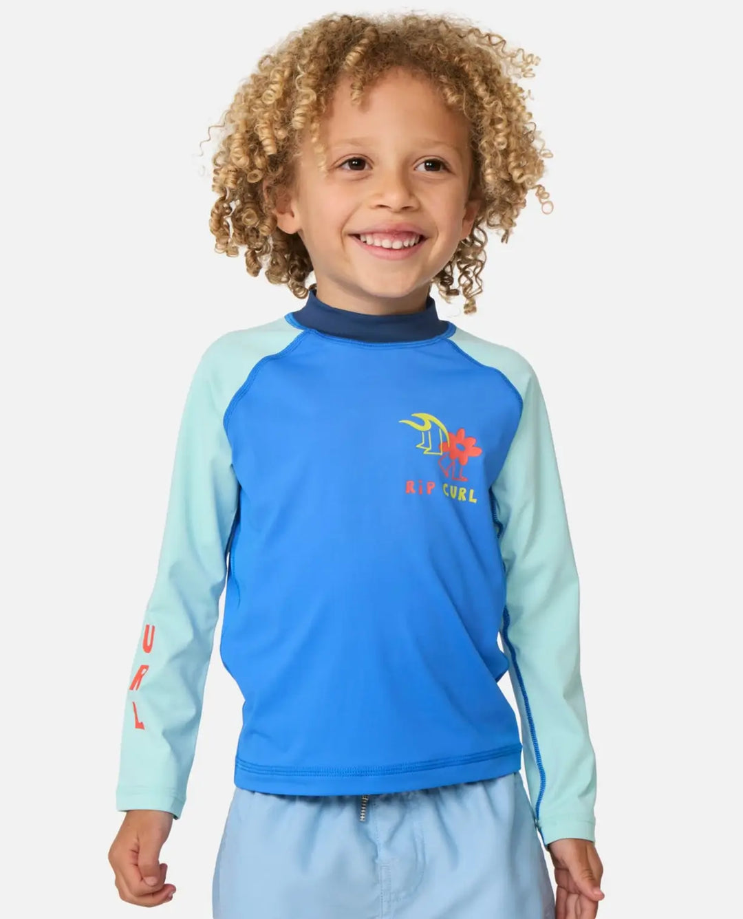 Rip Curl Boys’ Surf Check Upf L/S Rash - Blue Gum