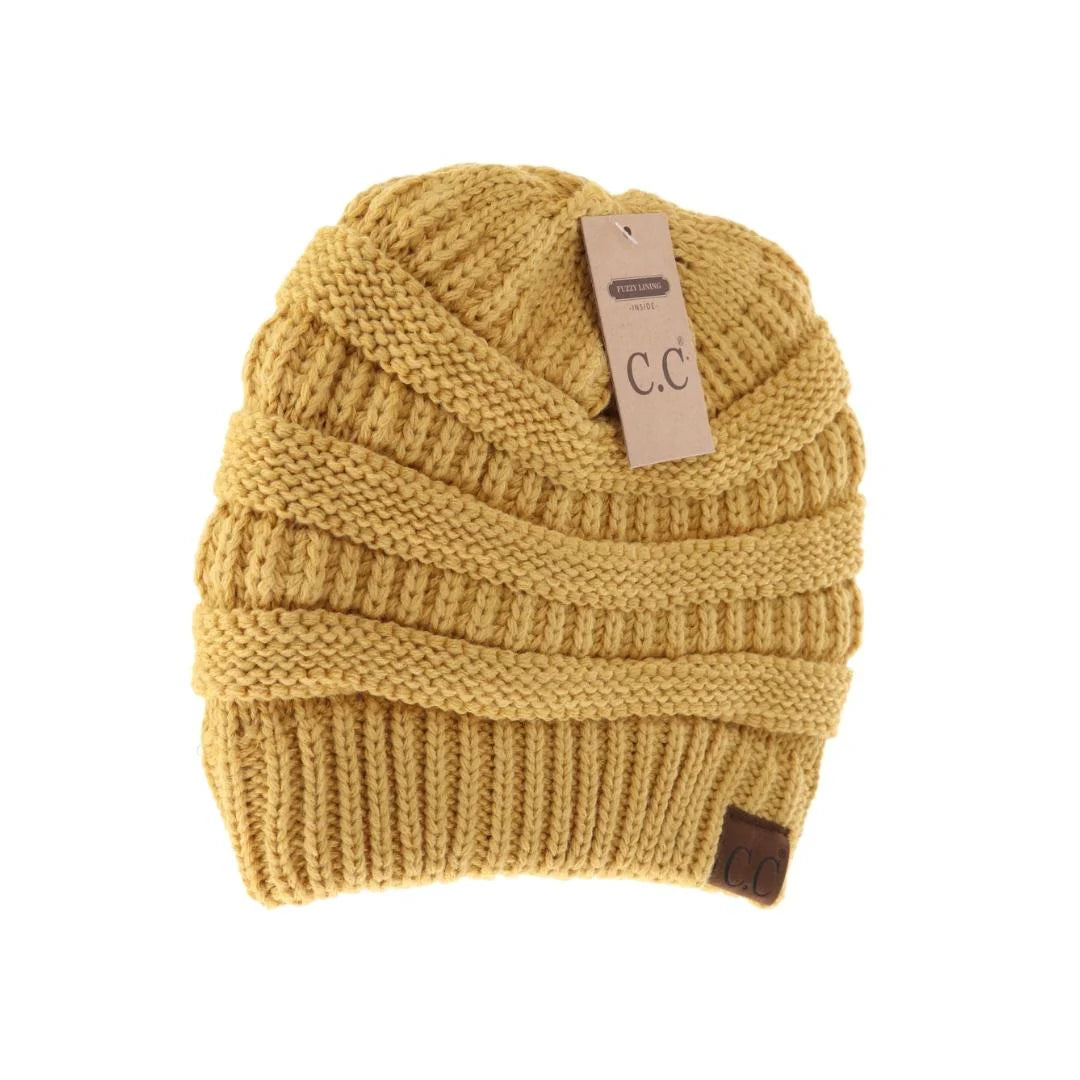 C.C Classic Fuzzy Lined Beanie Honey Mustard pic 4 | SoHa Surf Shop