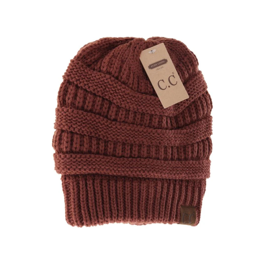 C.C Classic Fuzzy Lined Beanie Brick pic 2 | SoHa Surf Shop