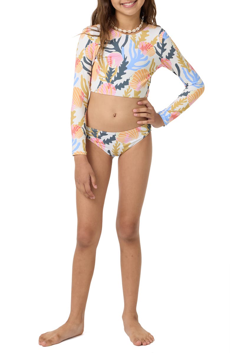 O Neill Girls Cora Geo Long Sleeve Crop Top Set - Multi Color front view