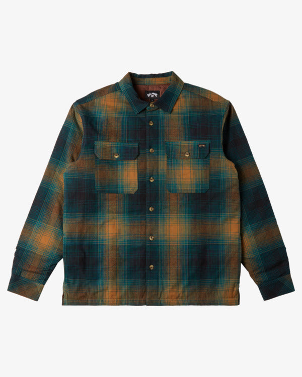 Billabong Boys' Coastline Flannel Shirt - BSD0 plaid, front view