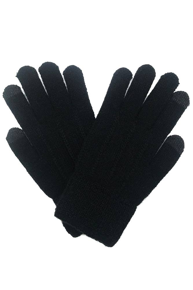 Color Knitted Touch Screen Gloves Black