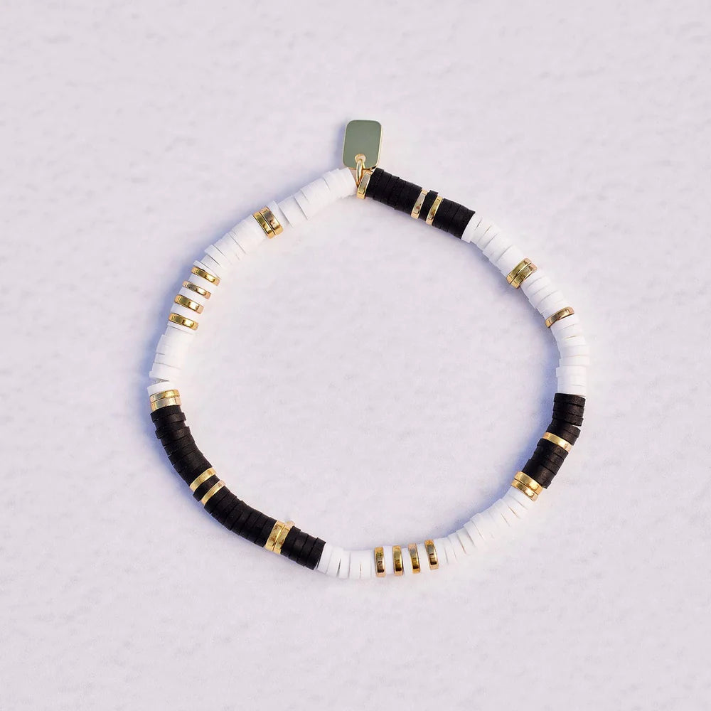 Pura Vida Black and white disk bracelet