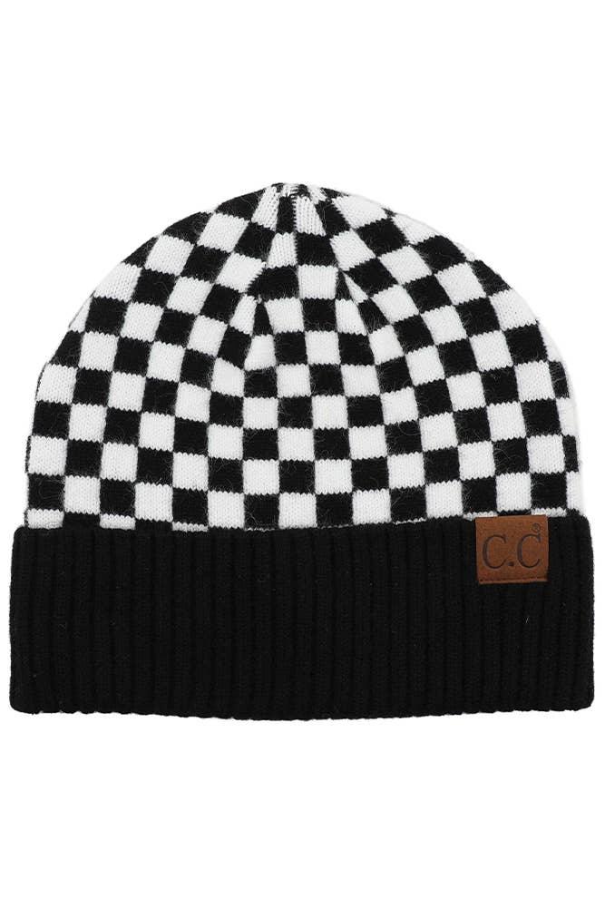 C.C Checkered Pattern Beanie Hat - SoHa Surf Shop