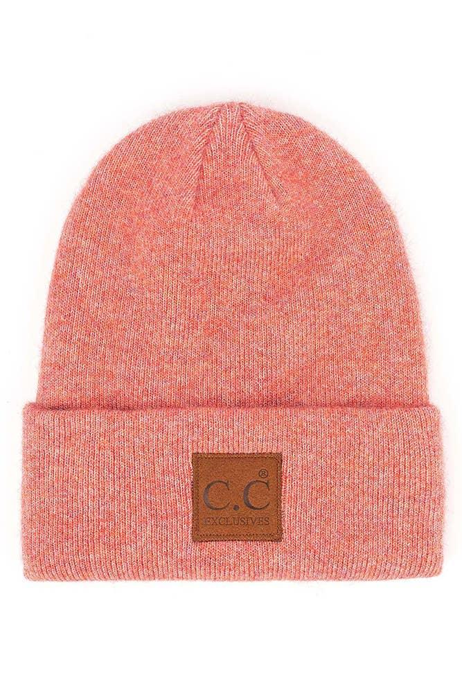 C.C Heather Knit Suede Patch Beanie - SoHa Surf Shop