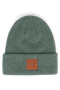 C.C Heather Knit Suede Patch Beanie - SoHa Surf Shop
