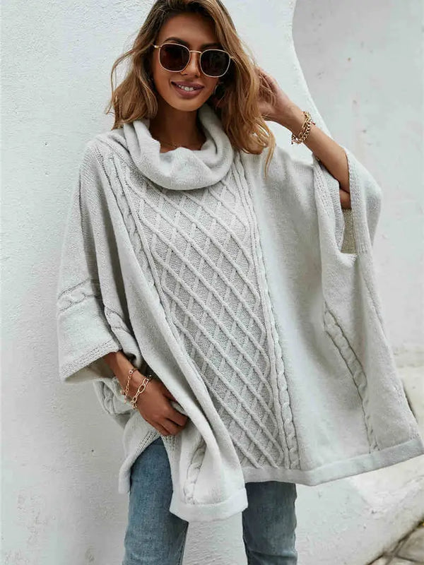Cable Knit Poncho Sweater - SoHa Surf Shop