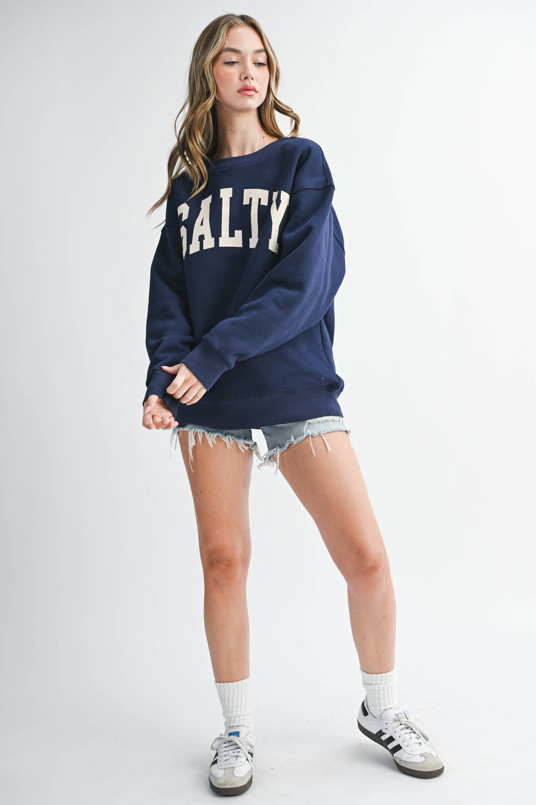 AEMI + CO - Oversized Salty Pullover Sweatshirt - Salty Navy 2