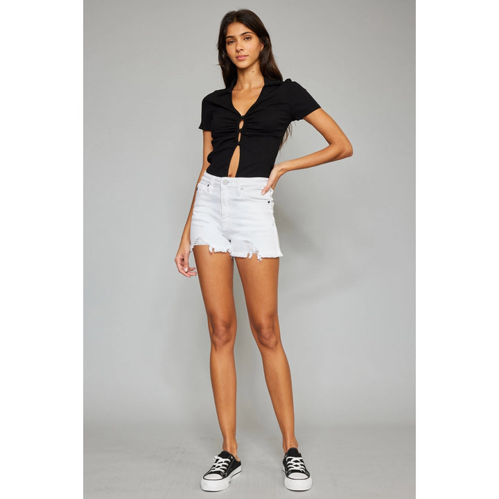 High Rise White Jean Shorts FINAL SALE