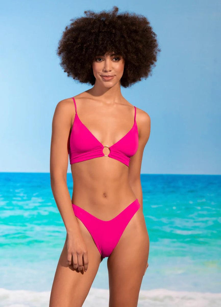 Dragon Fruit Shine Long Line Triangle Bikini Top - SoHa Surf Shop