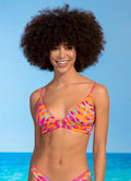 Dragon Fruit Shine Long Line Triangle Bikini Top - SoHa Surf Shop