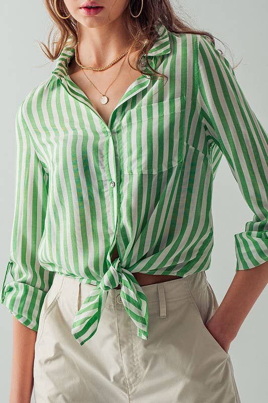 Collar Tie Stripe Shirt