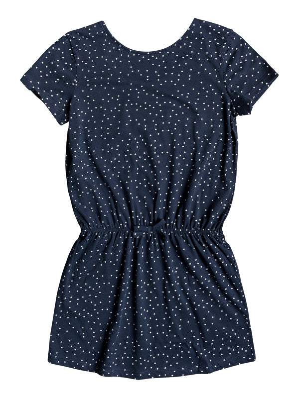 Roxy Girls Heart Will Swell Dress - front view, navy blue dots