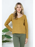 Ribbed Knit Texture Scoop Neck Pullover Sweater