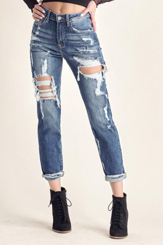 High Rise Boyfriend Jeans Dark pic 1 | SoHa Surf Shop