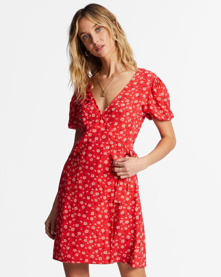 Hot TroBright Poppy pics Mini Wrap Dress Bright Poppy pic 1 | SoHa Surf Shop