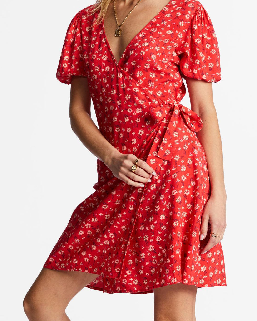 Hot TroBright Poppy pics Mini Wrap Dress Bright Poppy pic 3 | SoHa Surf Shop