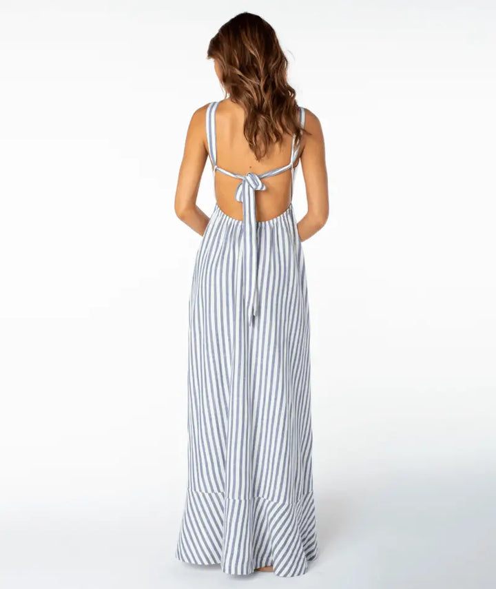 Roxy Wilder Coast Dress Blue Horizon Jail Bird Stripe back