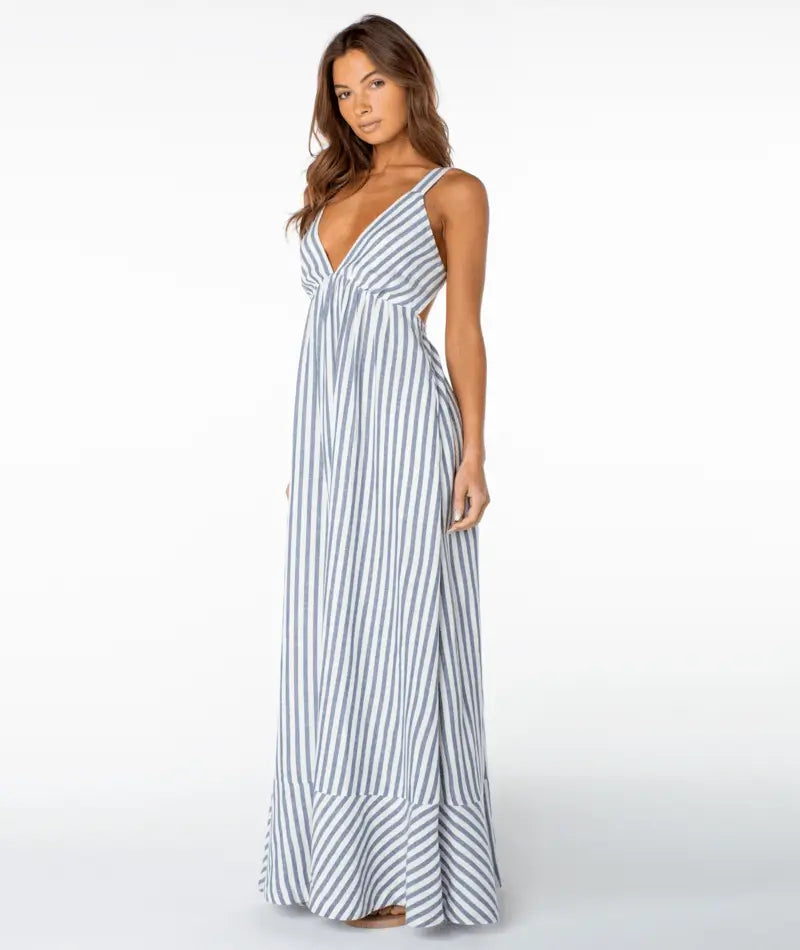 Roxy Women's Wilder Coast Stripe Maxi Sundress - Blue