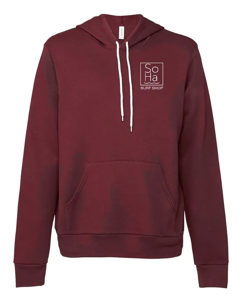 SoHa Square Logo Fleece Hoodie Maroon