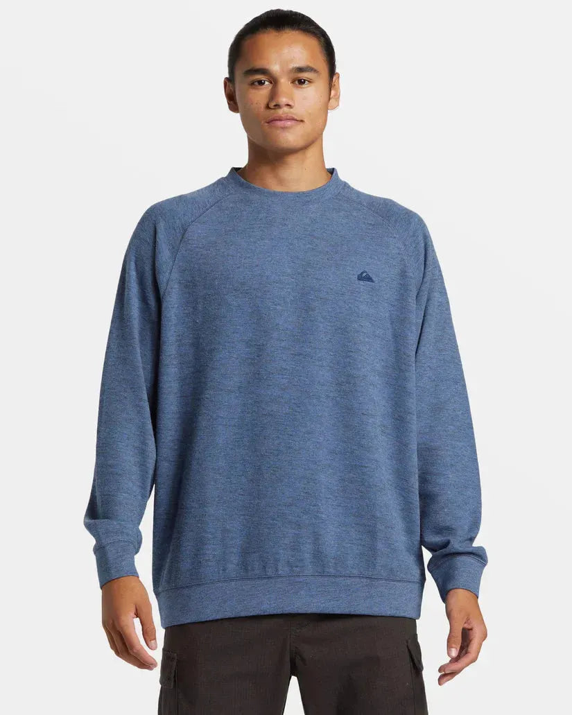 Quiksilver Men's Raglan Knit Crew Sweatshirt Nebulas Blue Heather pic 1 | SoHa Surf Shop