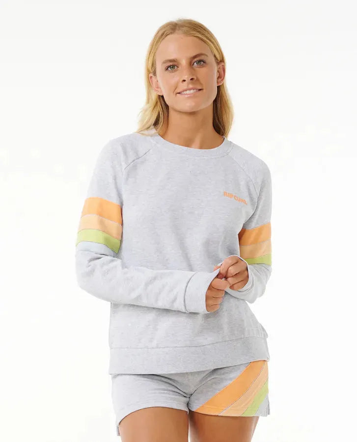 Ripcurl Women's High Tide Surf Raglan Crew Heather Grey pic 1 | SoHa Surf Shop