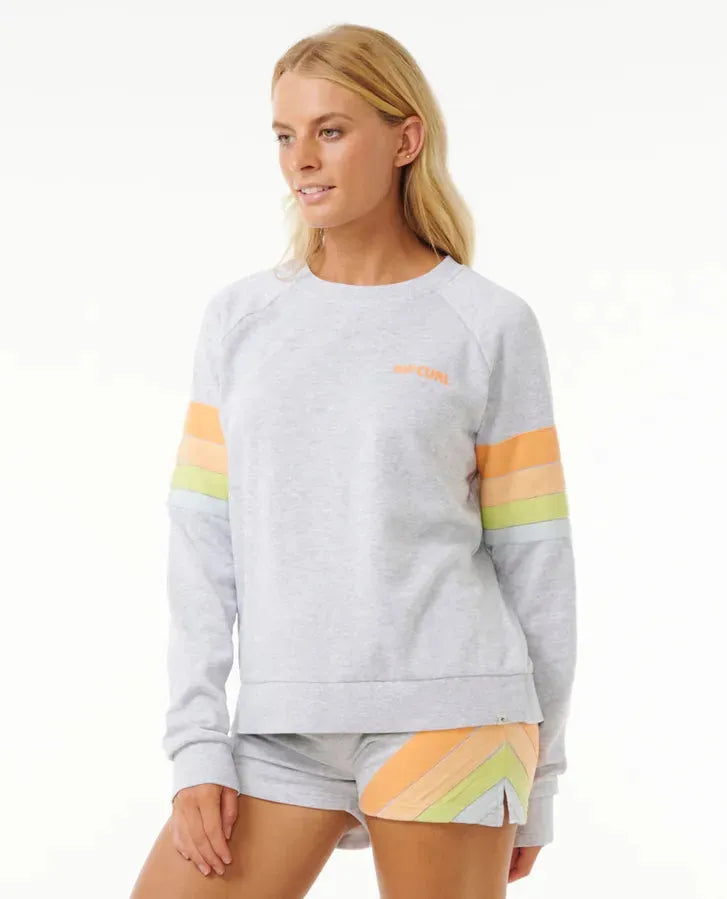 Ripcurl Women's High Tide Surf Raglan Crew Heather Grey pic 2 | SoHa Surf Shop