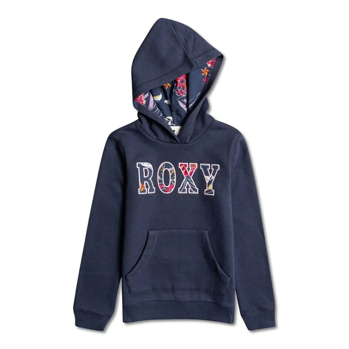 Roxy Girls Hope You Know Pullover Hoodie - front view, Mood Indigo