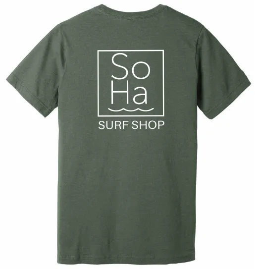 SoHa Square Logo Shirt Heather Military Green - SoHa Surf Shop