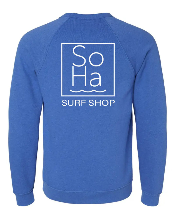 SoHa Square Logo Crewneck Sweatshirt Heather True Royal 1
