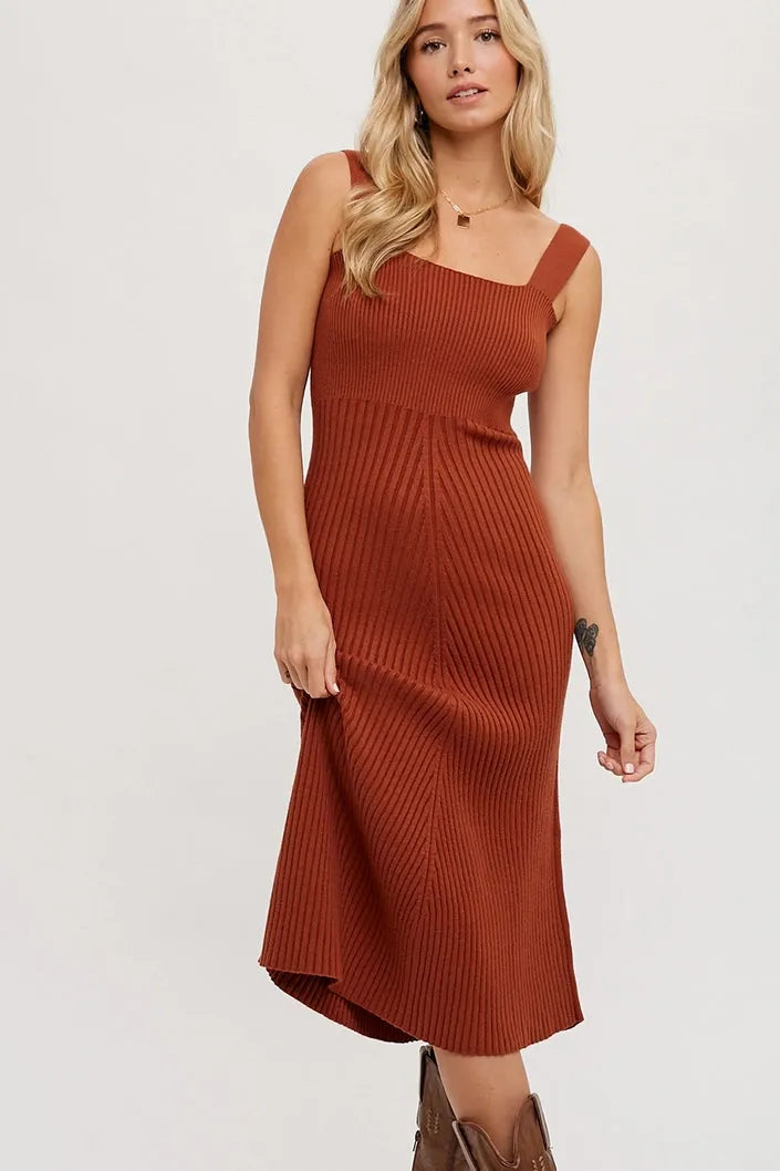 Square Neck Sweater Midi Dress - SoHa Surf Shop