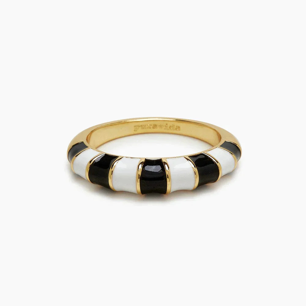 Striped Enamel Gold Ring - SoHa Surf Shop