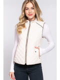Suede Piping Quilted Vest - SoHa Surf Shop