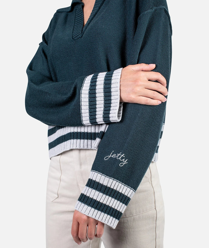 Jetty Women's Tybee Henley Sweater Tidal pic 1 | SoHa Surf Shop