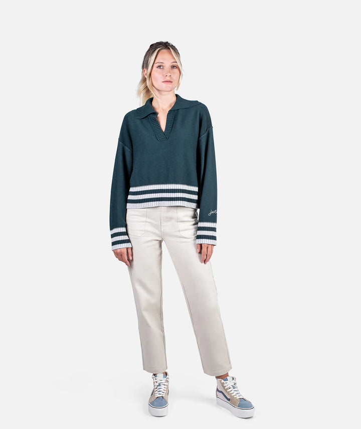 Jetty Women's Tybee Henley Sweater Tidal pic 2 | SoHa Surf Shop