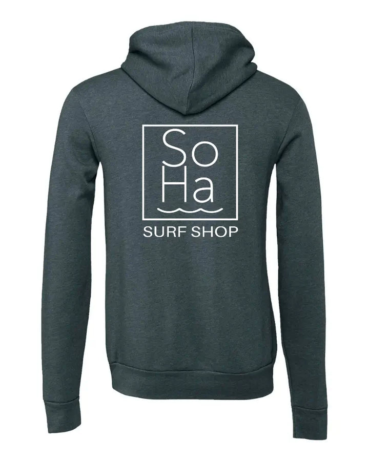 SoHa Square Logo Fleece Hoodie Heather Slate